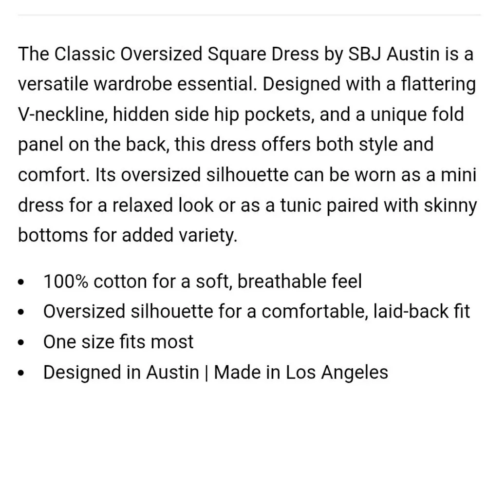 SBJ Austin Mary Dress Tunic Navy Blue Plaid Cotton Oversized Square V-Neck OS‎